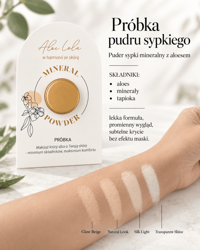 Próbka pudru mineralnego z&nbsp;aloesem 2 g – Aloe Lola | 4 odcienie